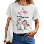 Children's Big Sister 2025 Horses Baby Pregnancy Announcement Gray T-shirt Frauen