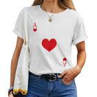 Women's Heart Ass Costume Playing Card Game Poker Skat Carnival T-shirt Frauen