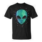 Alien Head Starry Night Sky Fun T-Shirt