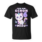 Birthday Girl 6 Years Old Cat Unicorn T-Shirt