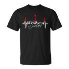 Düsseldorf Skyline Heartbeat Heart I Love Düsseldorfer T-Shirt