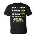 Excavator Driver Hourly Wage Digger Guide Machine Guide Work T-Shirt