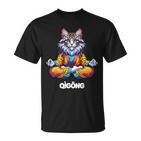 Cat Maine Coon Meditation Practice Qigong Chi Energy T-Shirt