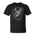 Pocket With Maine Coon Cat Motif T-Shirt