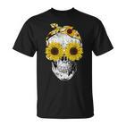 Skull Sunflower Skeleton Bandana Sunflower Skull T-Shirt