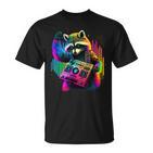 Future Raccoon Dj Retro Party Dj Badger Synthwave T-Shirt