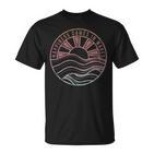 Happiness Comes In Waves Sunset Beach Wave Gradient T-Shirt