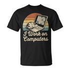 Ich Arbeite Am Computer Cat Kitty Kitten Cat Meme T-Shirt