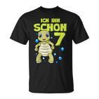 Ich Bin Schon 7 Years Boy Girl Birthday Turtle T-Shirt