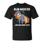 Klar Mach Ich Nur Nicht Jetzt Pyjamas Sloth Morgenmuffel T-Shirt