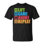 Lift Anime Game Repeat Gym For Geeks And Nerds T-Shirt