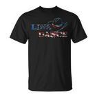 Line Dance Cowboy Hat Usa Flag S T-Shirt