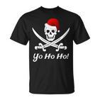 Lustiges Weihnachten Piraten Pirat Weihnachtsmann Hut Yo Ho T-Shirt