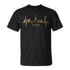 Paris Skyline Heartbeat I Love Eiffel Tower Love France T-Shirt