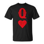 Queen Of Hearts Game Cards Poker Matching Couples S T-Shirt