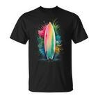 Surfer Women's Colourful Watercolour Surfing T-Shirt