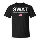 Swat Team Police Special Forces Us Flag Chest Logo T-Shirt