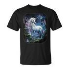 Unicorn Standing In The Forest Fantasy Nature Universe T-Shirt