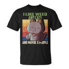 I Like Weed Cats And Maybe 3 People Cat Cannabis Grass T-Shirt