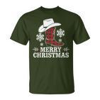 Christmas Cowboy Boots Checked Xmas Western Country Cowgirl T-Shirt