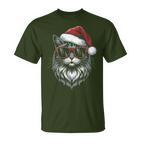 Cool Christmas Cat Santa Christmas Fun T-Shirt