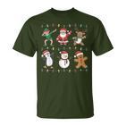 Christmas Reindeer Penguin Graphic With Santa Hat T-Shirt