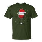 Glass Red Wine With Christmas Hat Wine Christmas T-Shirt