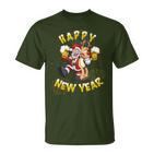 Happy New Year Santa With Rudolph The Reindeer Party T-Shirt