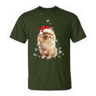 Pomeranian Christmas Tree Santa Hat Lights Jumper T-Shirt