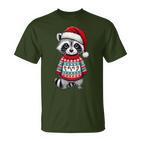 Raccoon Ugly Sweater Santa Hat Christmas T-Shirt