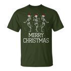 Skeletons Dance With Christmas Hats Merry Christmas Skeleton T-Shirt