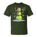 Tennis Snowman Tennis Player Santa Hat Christmas  T-Shirt