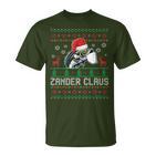 Ugly Christmas Zander Claus Angler Weihnachten Fishing Sports T-Shirt