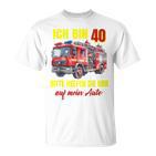 40Th Birthday Man Woman  Fire Brigade Blue T-Shirt