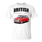 British Classic Car Red Mini Sports Car Gray T-Shirt