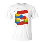 Children's Building Blocks Birthday Boy Girl 6 Years Old Bricks  T-Shirt