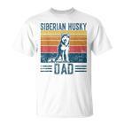 Dog Husky Papa -Intage Siberian Husky Dad T-Shirt