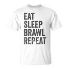 Eat Sleep Brawl Repeat Brawler ideo Player Gray T-Shirt