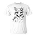 Fox Lovers Fox Motif Animals Gray T-Shirt