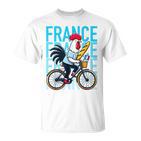 France Bicycle And Baguette Breton Stripes Rooster  T-Shirt