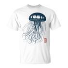 Japanese Aesthetic Asianintage Medusa Jellyfish Gray T-Shirt