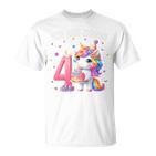 Kinder 4 Geburtstag Mädchen 4 Jahre Einhorn Party Outfit Einhorn T-Shirt