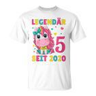 Kinder 5 Geburtstag Einhorn Mädchen 5 Jahre Alt Geburtstag T-Shirt