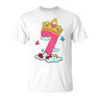 Kinder 7 Geburtstag Prinzessin Kostüm Mädchen 7 Jahre Geschenk T-Shirt