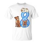 Kinder 8 Geburtstag Junge Hunde Outfit 8 Jahre Alt Welpe T-Shirt