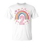 Kinder Geburtstag 2 Mädchen Regenbogen Fee Zwei 2 Jahre T-Shirt