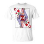 Playing Card Lady Queen Checked Card Costume Fancy Dress Groups T-Shirt