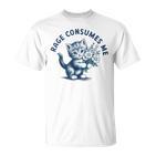 Rage Consumes Me Cat Flower Cute Kitty Cat Meme Gray T-Shirt