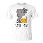 Saufifant Beer Drinker Saufen Party Saying T-Shirt