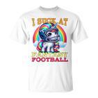 I Suck At Fantasy Football Unicorn Rainbow Loose Football Pink T-Shirt